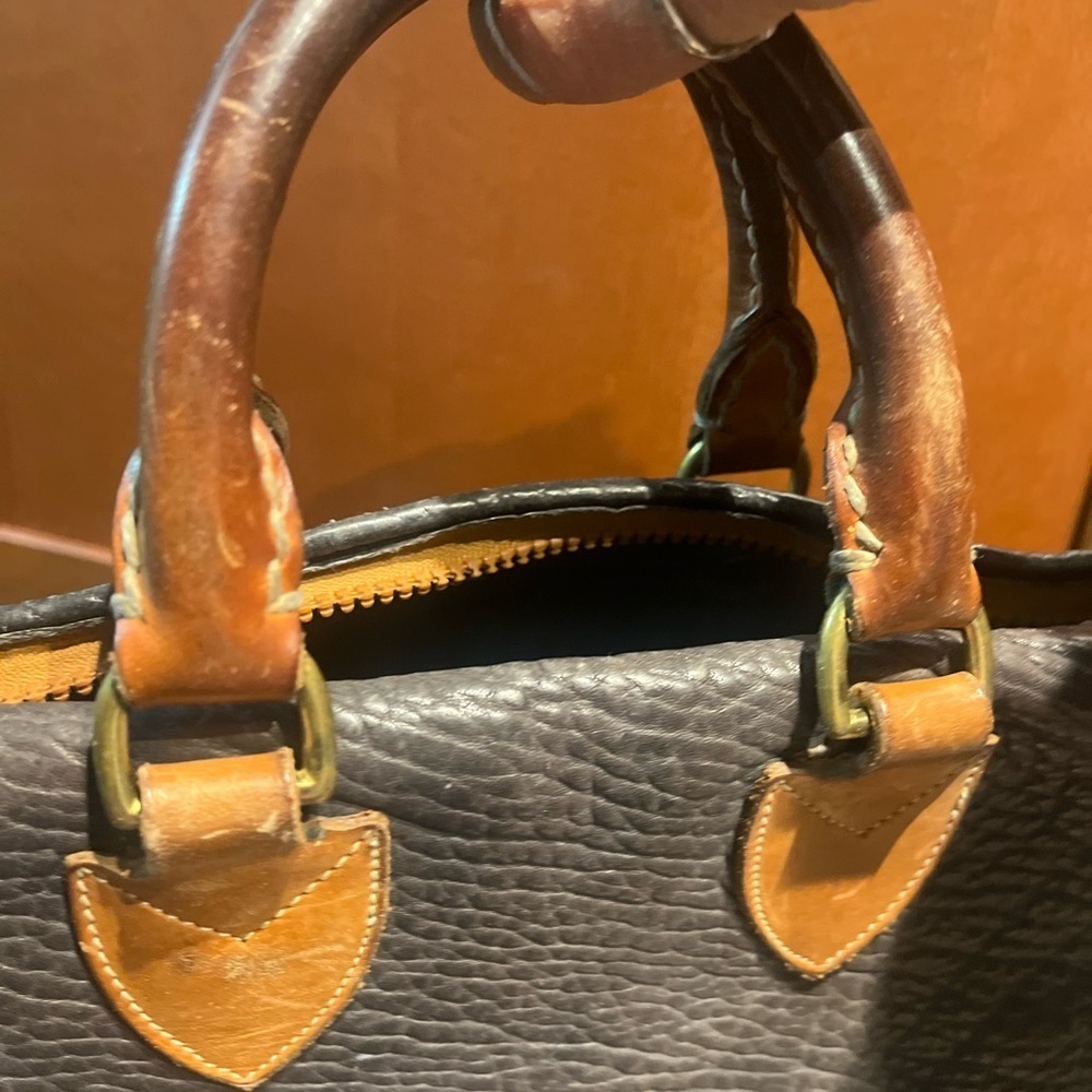 VINTAGE 1990S DOONEY & BOURKE ALL WEATHER LEATHER SATCHEL HANDBAG PURSE - Picture 6 of 13